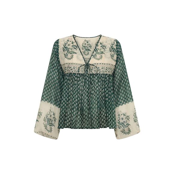 Daughters of India Rooh Long Sleeves Blouse in Pine Sz XS - Picture 12 of 12